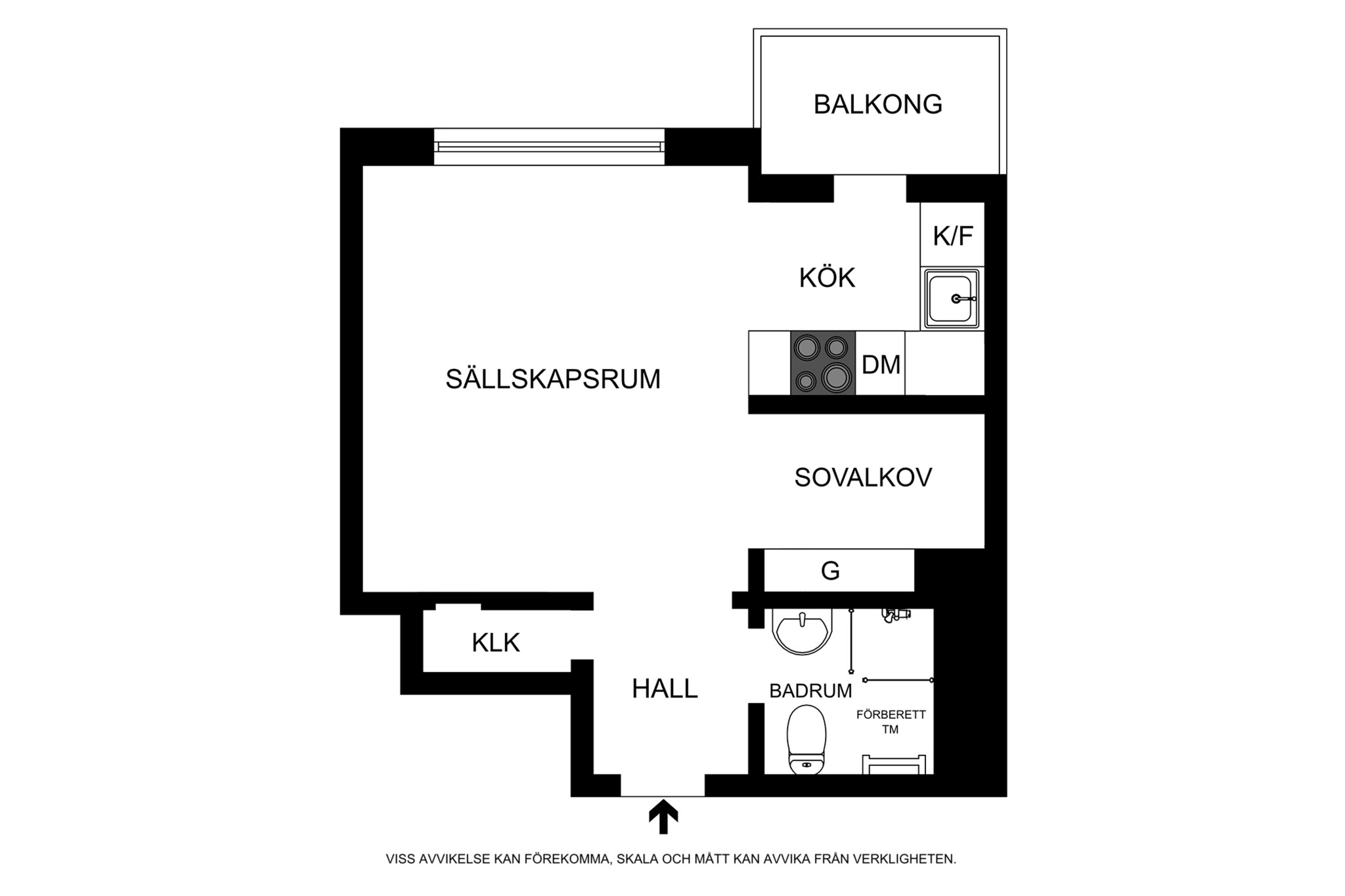 Alternativ planritning (ej skalenlig, avvikelser kan förekomma) Kungsklippan 14, 8tr