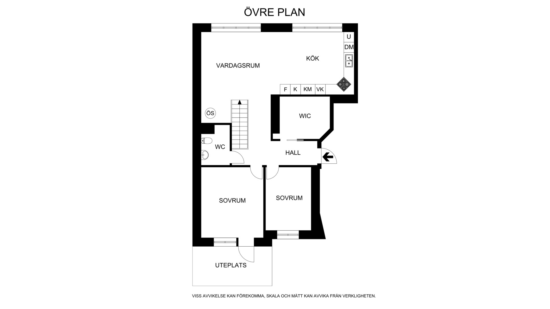 Planritning övre plan Hagagatan 44