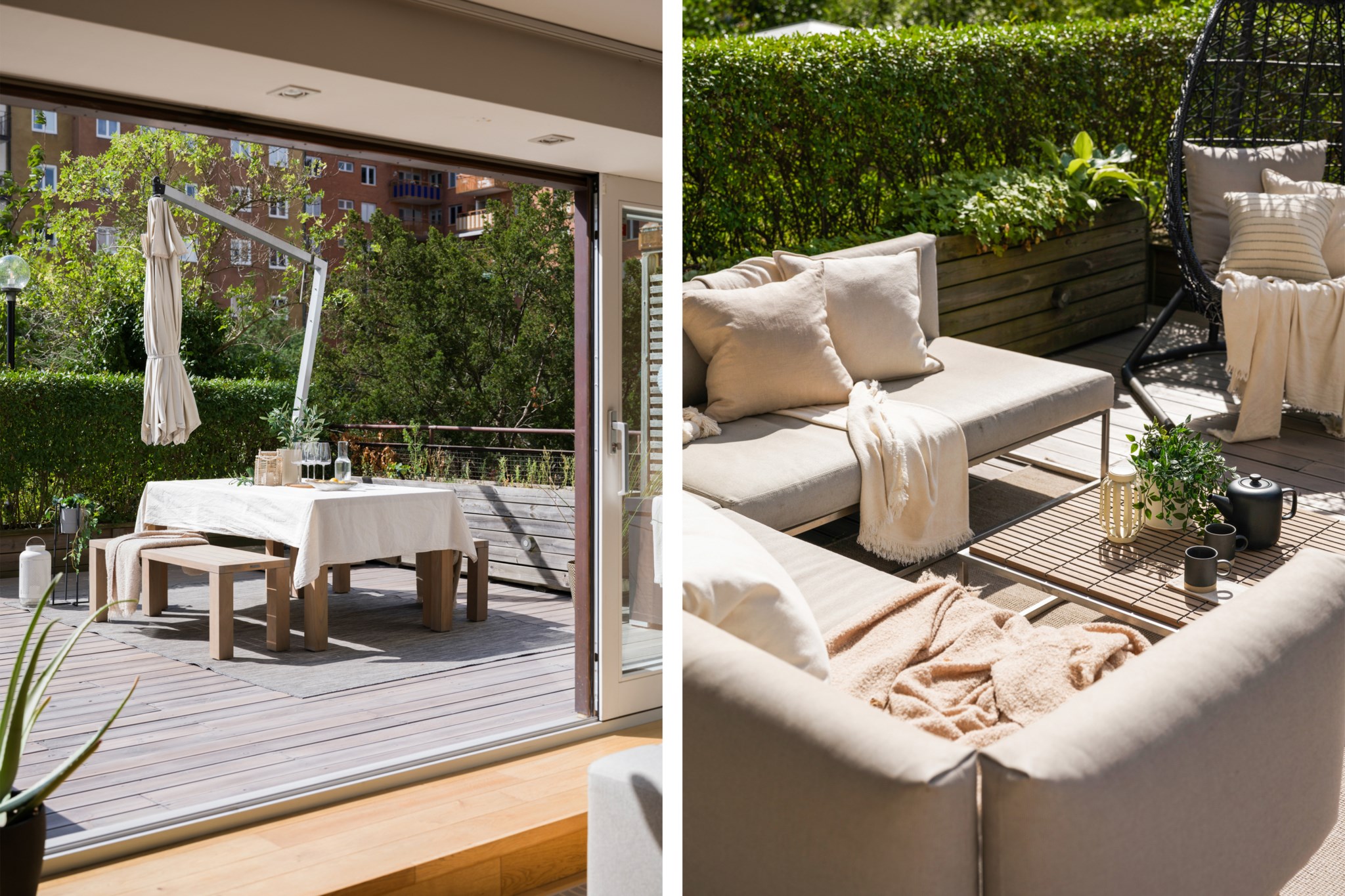 Terrass med plats för både matbord och loungedel Tulegatan 49, 1 tr