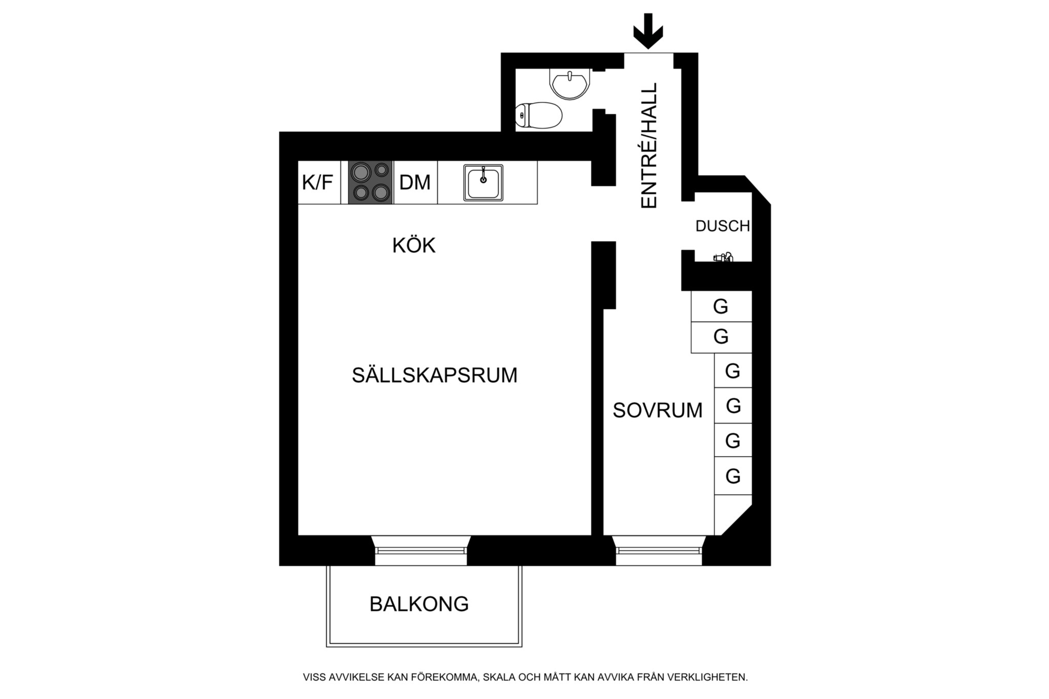 Planritning (ej skalenlig, avvikelser kan förekomma) Sankt Eriksgatan 57A