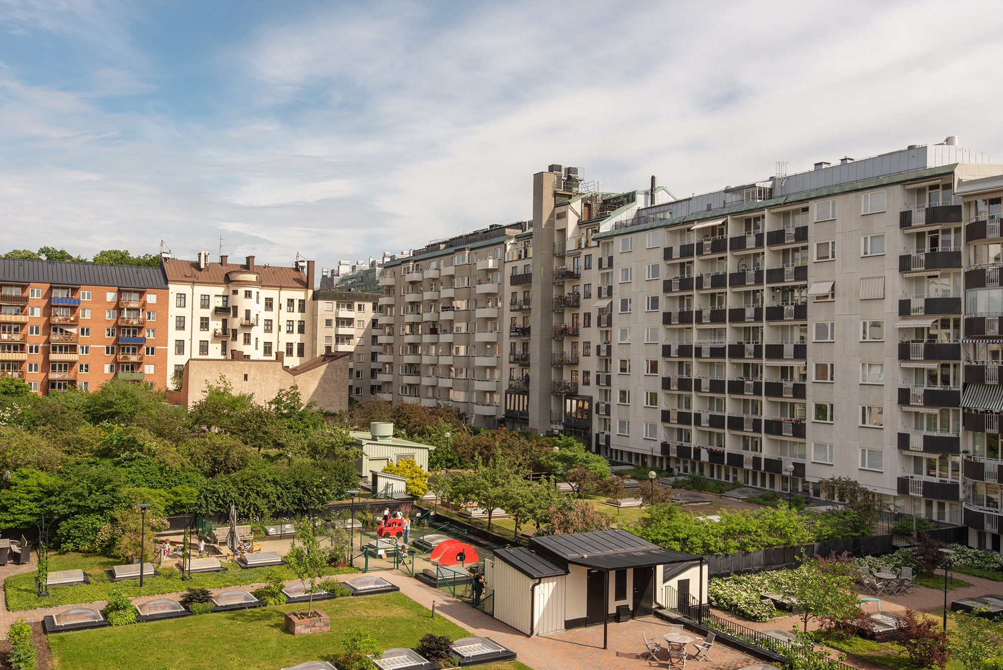 Föreningens stora och grönskande innergård Döbelnsgatan 52