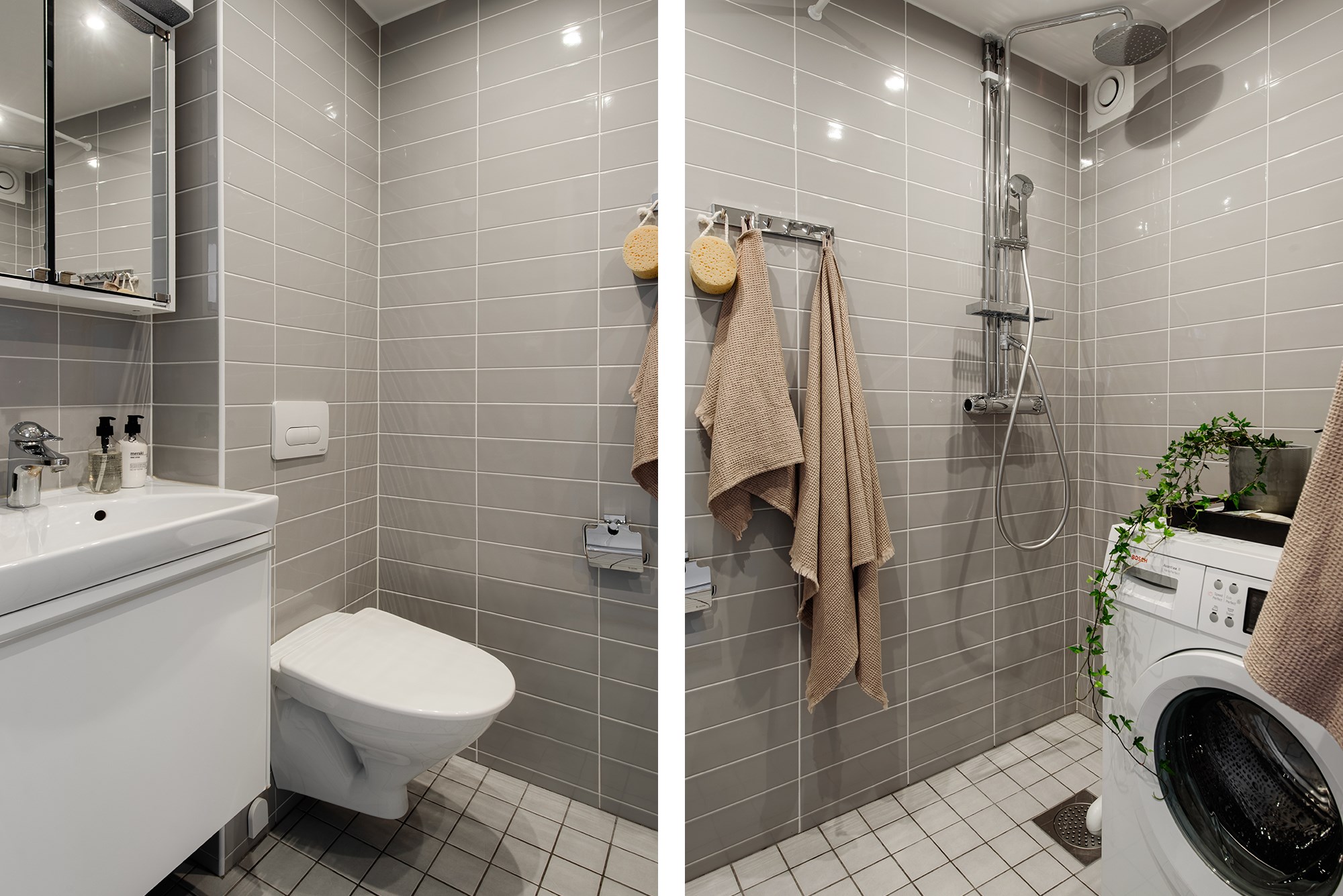 Renoverat badrum med tvättmaskin Döbelnsgatan 52