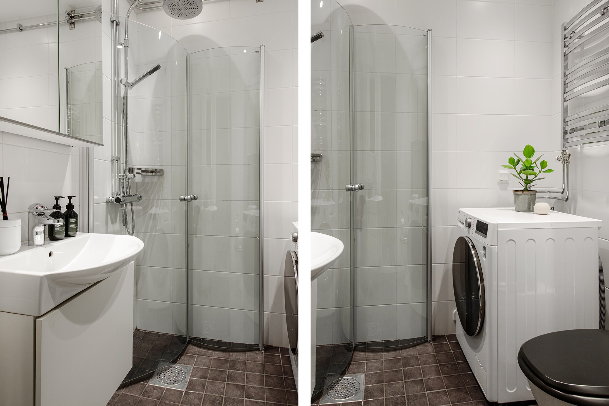 Elegant badrum med tvättmaskin Sveavägen 136, 2 tr