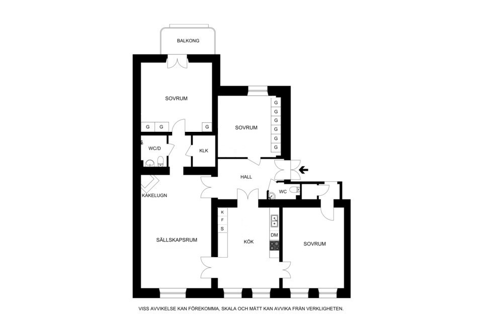 Alternativ planritning (ej skalenlig, avvikelser kan förekomma) Birkagatan 25