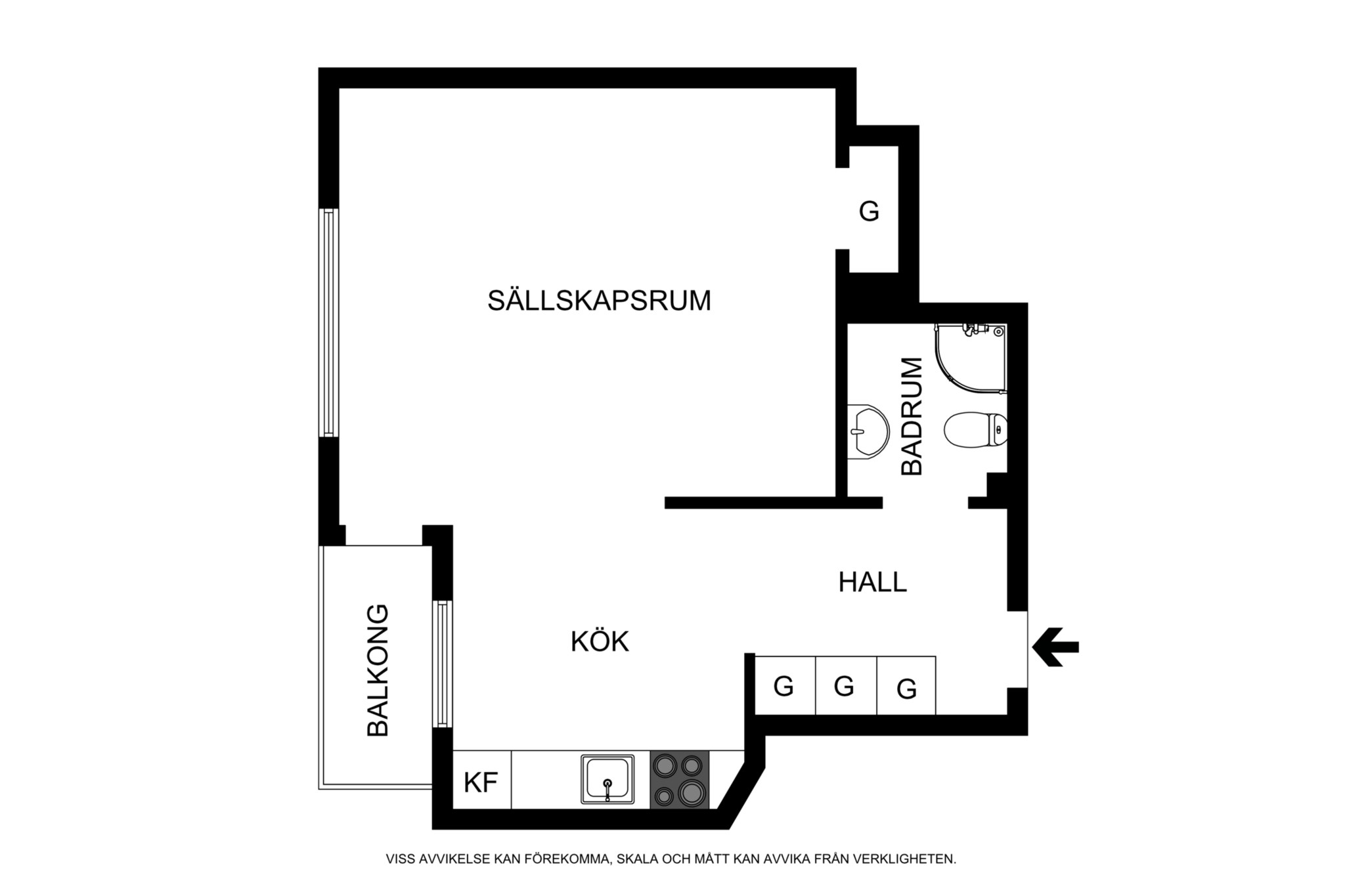 Planritning (ej skalenlig, avvikelser kan förekomma) Kungsholms Strand 139, 5tr