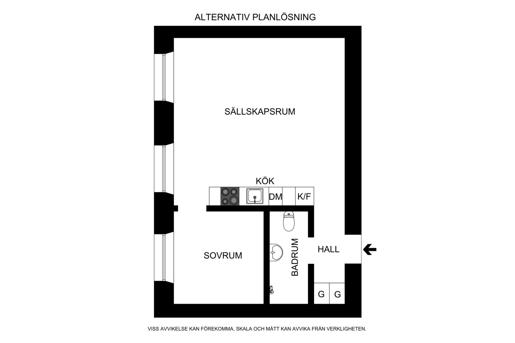  Alternativ planritning (ej skalenlig, se information om alternativ planritning) Västmannagatan 37