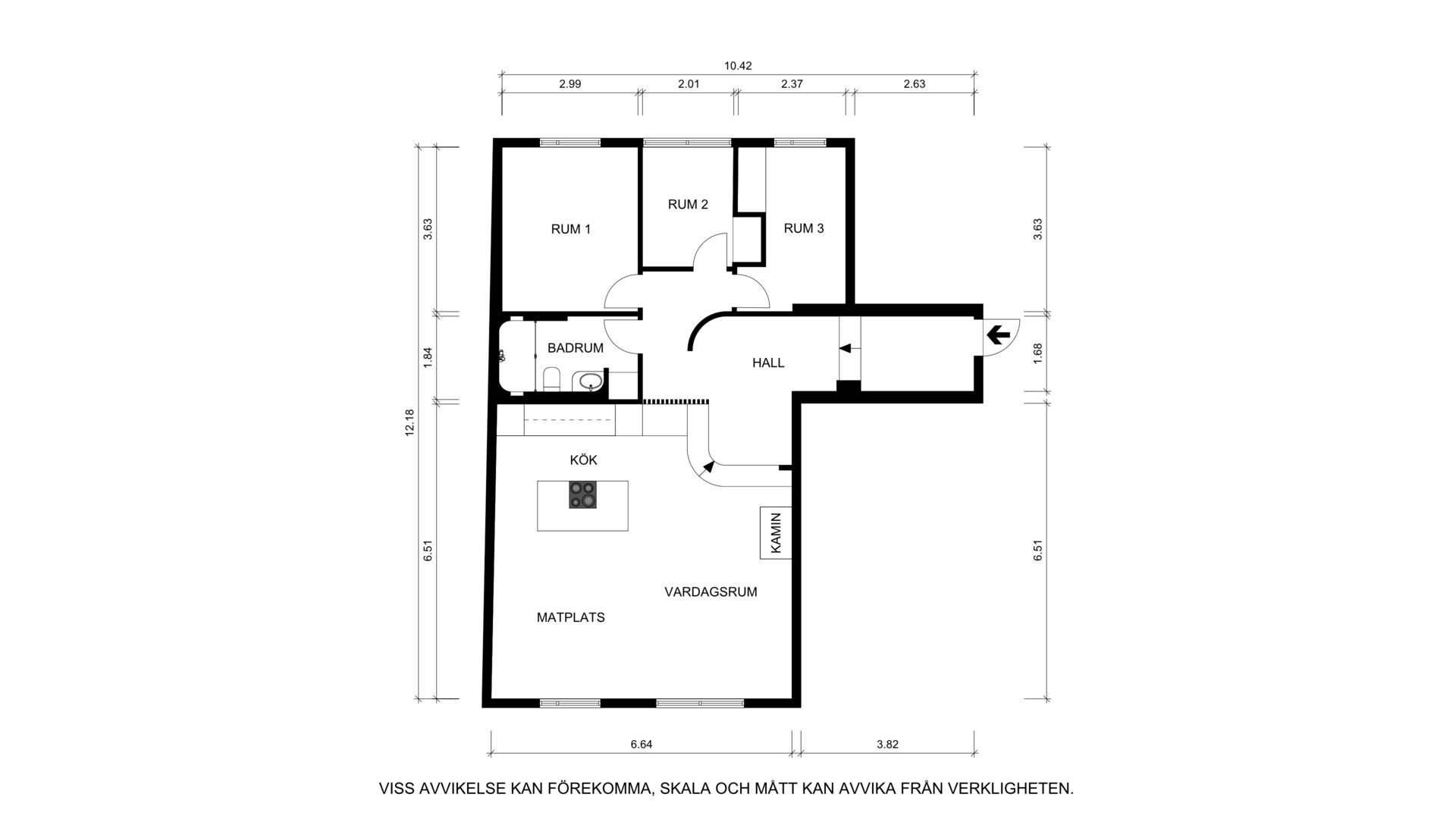 Förslag framtida planlösning Döbelnsgatan 95, 1tr