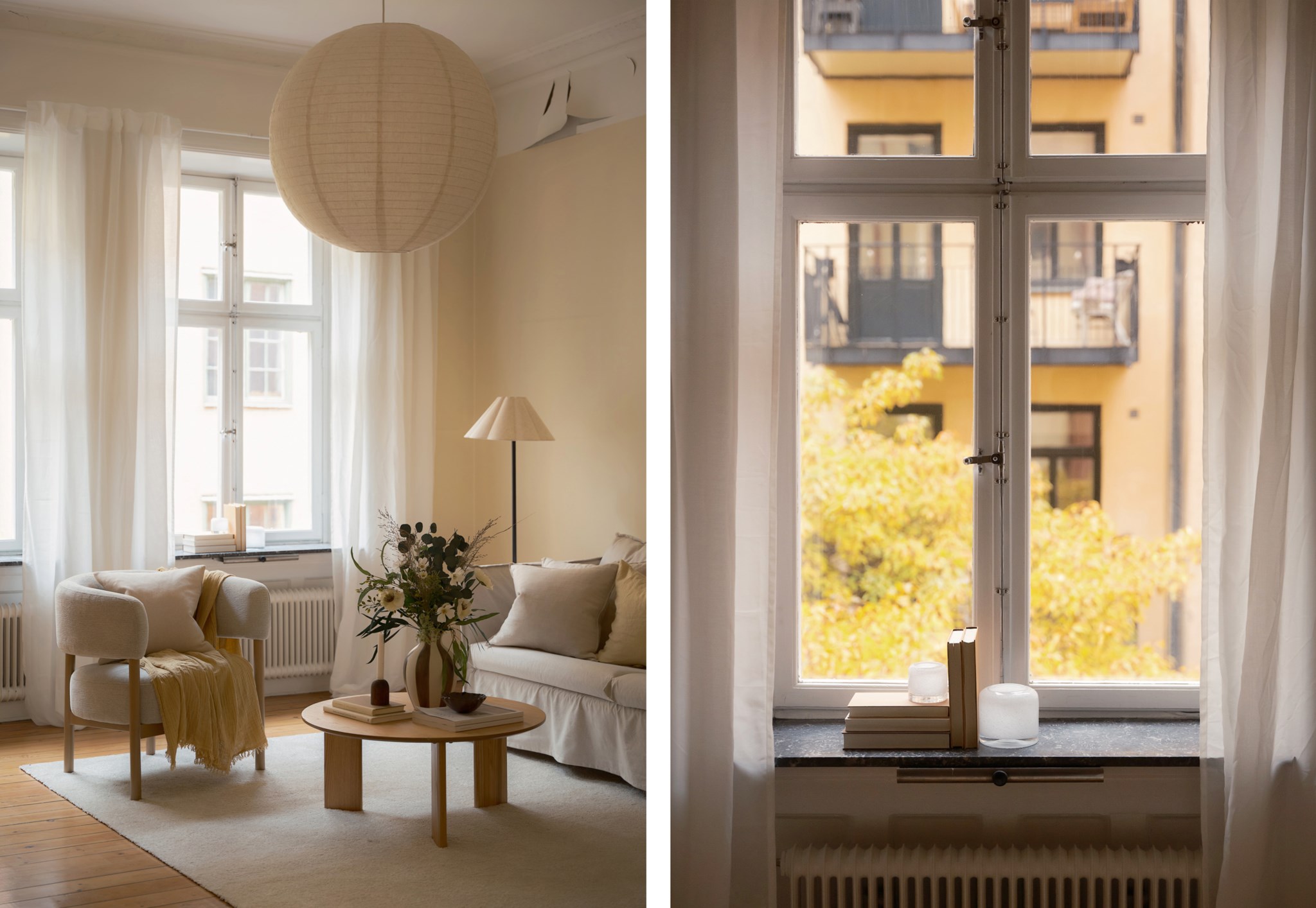 Högt i tak och grönska utanför fönster Sankt Eriksgatan 61A