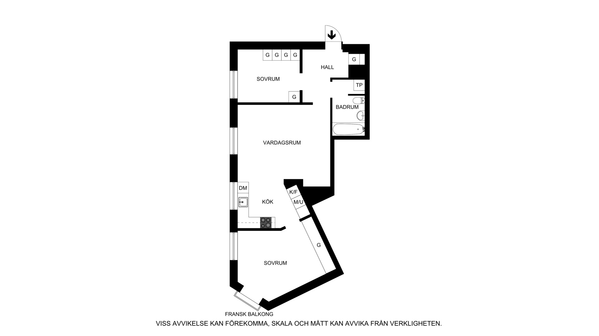 Planritning Malmgårdsvägen 32A,  2tr